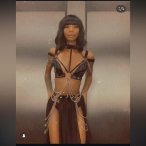 Dolls Kill Black Harness Top with Chains